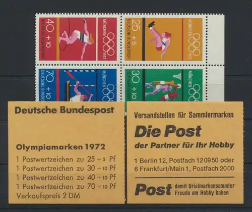 Bundesrepublik Zusammendruck Heftchenblatt HB 22 Olympiade 1972 postfrisch