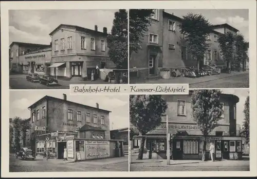 Ansichtskarte Elmshorn Bahnhofshotel Kammer Lichtspiele Autos Roller