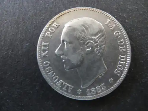 Münze Spanien Alfonso XII 2 Pesetas 1883 Silber ss Schön: 165