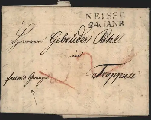 Preussen Vorphila Brief L2 Neisse Nysa Schlesien 1828 n Troppau Opava Tschechien