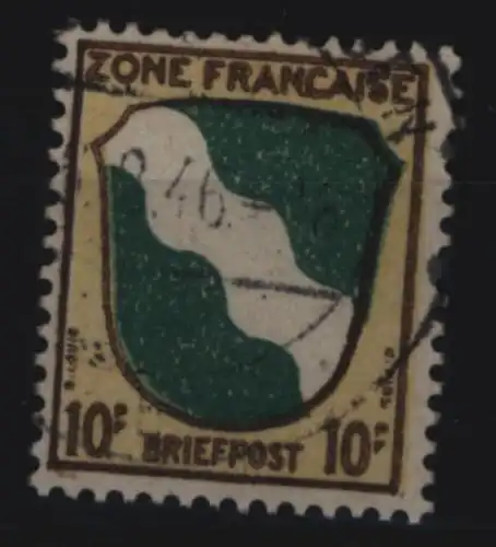 Französische Zone 5 Wappen Rheinland 10 Pf gestempelt 1945