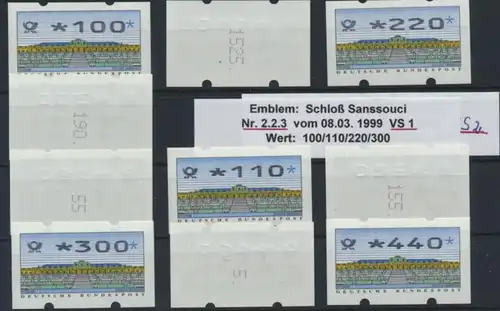 Bund Automatenmarken ATM  Nr. 2.2.3 VS 1/2 Zählnummer postfrisch Postemblem
