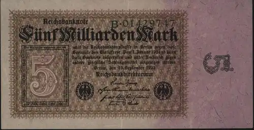 Deutsches Reich Geldschein Reichsbanknote Infla 112 a. 5 Milliarden I