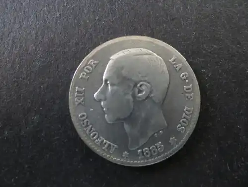 Münze Spanien Alfonso XII 1 Peseta 1885 Silber ss Schön: 164