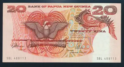 Geldschein Banknote Papua Neu Guinea 20 Kinea P-10a Signatur 3 UNC