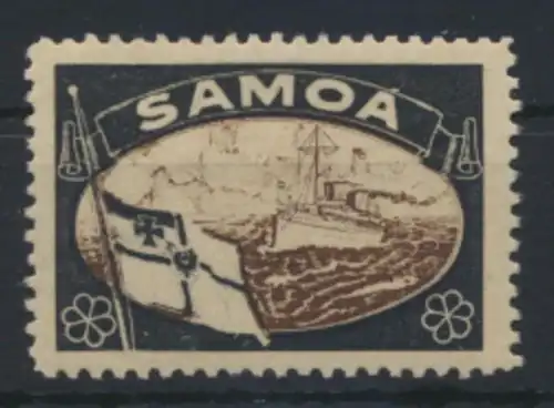 Deutsche Kolonien Samoa Vignette Kaiseryacht ungebraucht