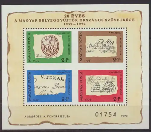 Ungarn Block 88 I der seltene Sonderblock Tag der Briefmarke IX Kongress Phila-