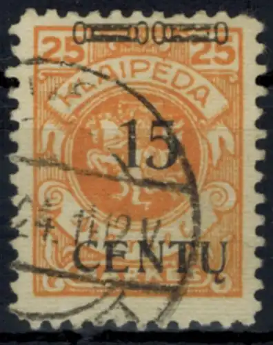 Memelgebiet 170 Aufdruckmarke 15 Centu auf 25 M gestempelt 1923