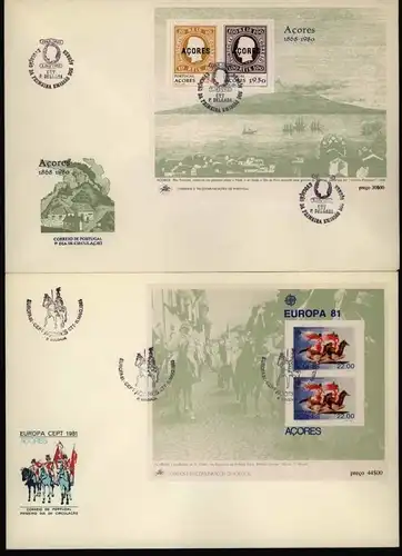 Portugal Azoren Block 1 bis 3 Europa CEPT 1980-1982 auf FDC Ersttag