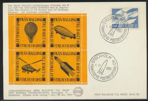 Air mail letter Flugpost Schweden mit Zusammendruck Vignette Zeppelin Ballon
