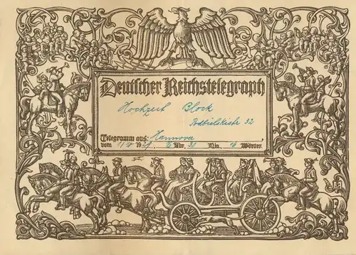 Deutsches Reich Gutes Lot Schmuckblatt Telegramme zur Zeit des 3. Reiches 7 St.