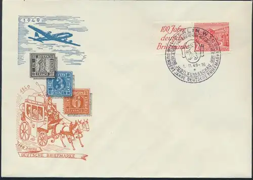 Berlin Karte Bauten Zusammendruck W 13 Flugpost 100 Jahre Briefmarke FDC SST