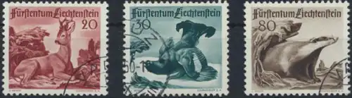 Liechtenstein 285-287 gestempelt  Jagd III Tiere