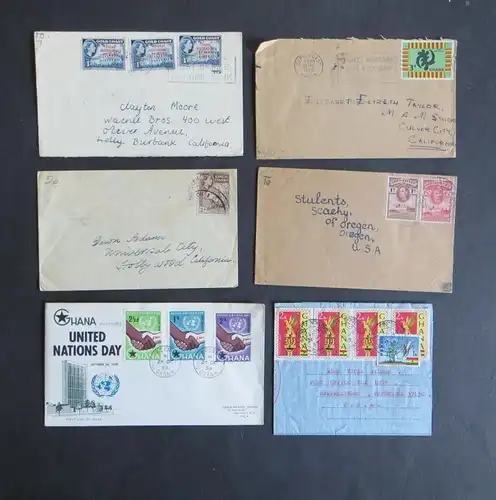 Ghana Goldküste Gold Coast Sammlung von 45 Briefen +Ganzsachen ab Unabhängigkeit