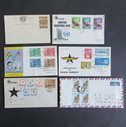 Ghana Goldküste Gold Coast Sammlung von 45 Briefen +Ganzsachen ab Unabhängigkeit