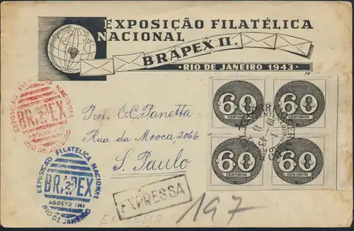 Brasilien Express Brief 634 Viererbock 100 Jahre Briefmarken Philatelie Brasil