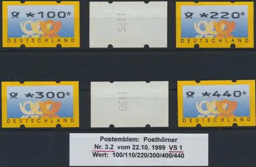 Bund ATM 3.2 VS 1 mit Zählnummer Luxus postfrisch Postemblem Kat.-Wert 150,00