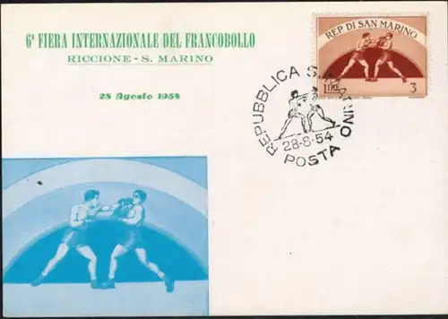San Marino 1954 Sport sehr schöne Sonderkarte Boxen