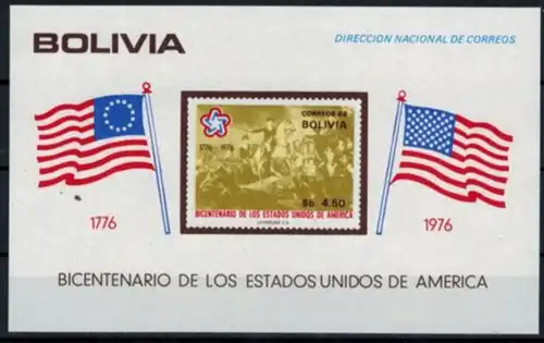 Bolivien Block 66-69 200 Jahre USA ungezähnt postfrisch MNH Kat.-Wert 45,00 1976