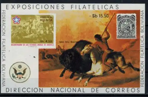 Bolivien Block 66-69 200 Jahre USA ungezähnt postfrisch MNH Kat.-Wert 45,00 1976