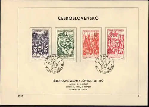 CSSR Tschechoslowakei 1269-1274 Sonderblatt mit Ersttagsstempel 1961 - Nr. 8