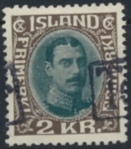 Island 166 gestempelt 2 Kr König Christian X. Tollur-Stempel