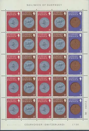 Zusammendruckbogen Guernsey ex 175-180 ** Münzen 1979