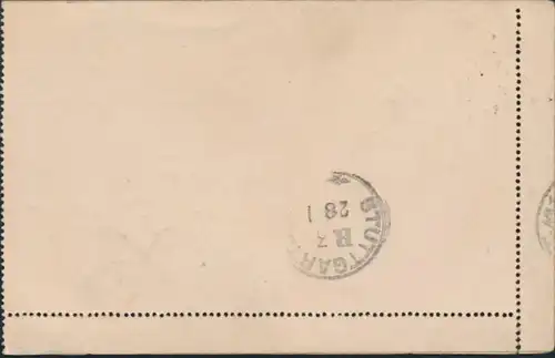 Niederlande Ganzsache Kartenbrief K 5 12 1/2 c. Wilhelmine Rotterdam Stuttgart