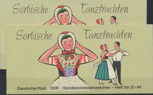 2x DDR Markenheftchen 5 I 1a Sorbische Tanztrachten 1971 postfrisch ** 4+5 Orna.