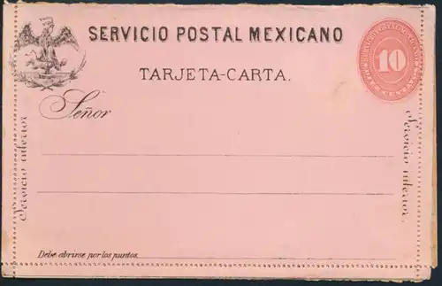 Mexiko Ganzsachen Kartenbrief 10c. rot-rosa mit Adler postal stationery Letter