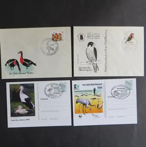 Briefe und Karten Sammlung Motiv Vögel 4 Stück Bund und DDR