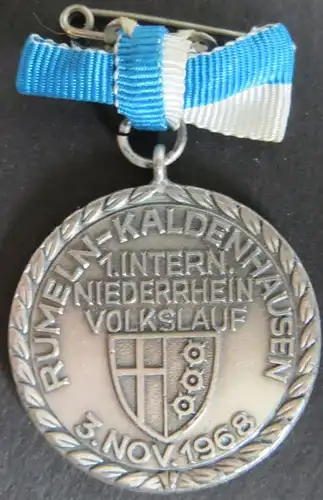 Medaille 1. Internationaler Niederrhein Volkslauf 1968 Rumeln Kaldenhausen