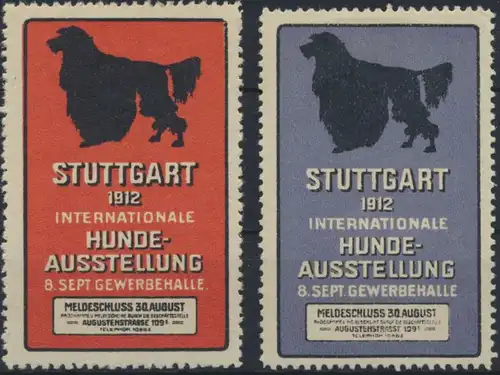 Vignette Reklame Jugendstil Künstler Hunde Ausstellung Stuttgart 1912