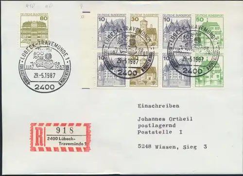 Bund Brief Einschreiben MIF H-Blatt 27 + 1140 SST Lübeck nach Wissen Philatelie