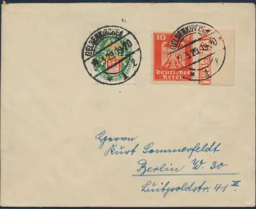 Deutsches Reich Brief MIF Nothilfe Adler 357 Zierrand + 425 Gelsenkirchen