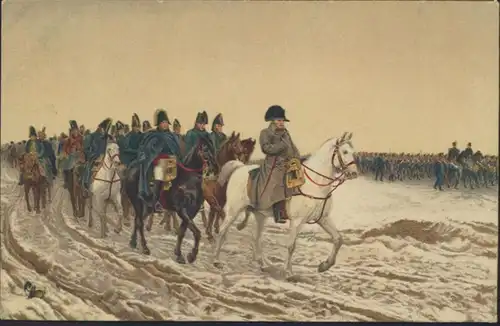 Militaria Ansichtskarte Krieg Künstler Ernest Meissonier Napoleon Pferde Tiere