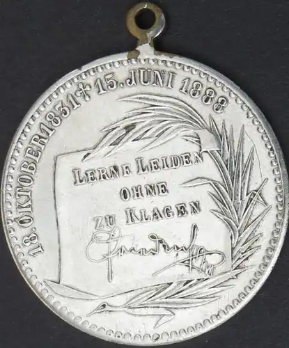 Preussen 1888 Friedrich III. Medaille Auf den Tod des Kaisers versilbert