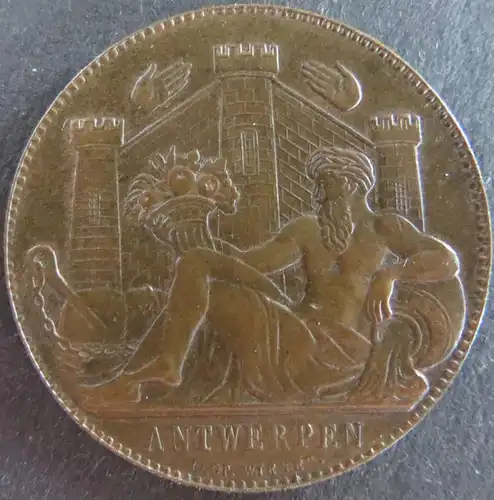 Münzen Medaille Belgien - Weltausstellung Antwerpen 1885 Kupfer vz