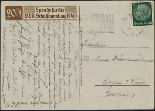 Ansichtskarte Deutsches Reich Spende VDA - Schulsammlung 1940 Künstler Willrich