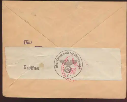 Besetzung 2. Weltkrieg Elsaß Zensur Brief EF 25 Pfg. Aufdruck Hindenburg
