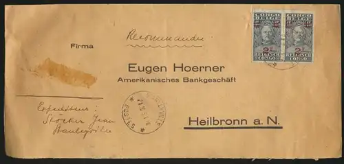Belgish Belgisch Kongo Brief MEF 2 Fr. Aufdruck Stanleyville nach Heilbronn