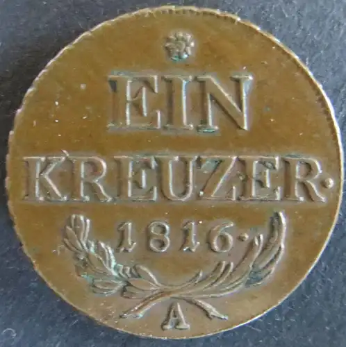 Münze Österreich 1816 A  1 Kreuzer Franz I. Scheidemünze vz