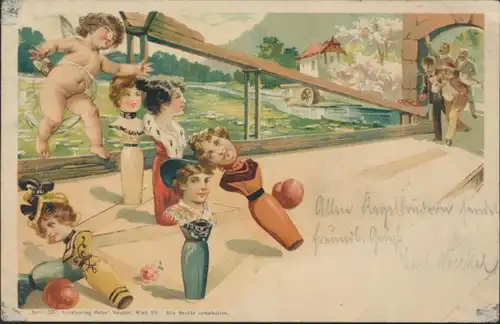 Ansichtskarte Litho Sport Kegeln von Dresden nach nach Gevelsberg 1901