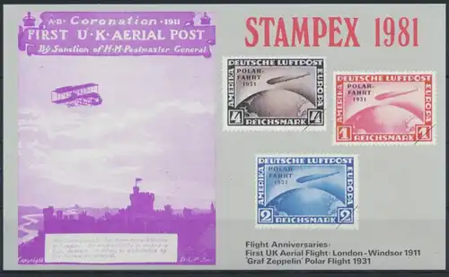 Flugpost Zeppelin Stampex Flight Anniversaries First UK Flight Polar Flight