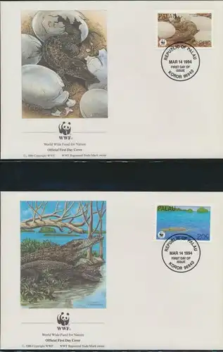 WWF Palau 690-693 Tiere Das Leistenkrokodil kpl. Kapitel bestehend aus