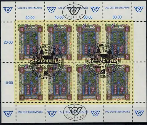 Österreich Kleinbogen 2066 Tag der Briefmarke Philatelie 1992 gestempelt