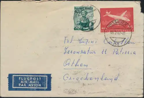 Österreich Brief Luftpost MIF 902+1041 Innsbruck nach Athen