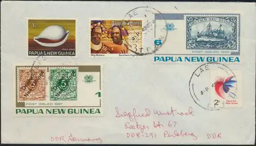 Papua Neuguinea Brief Motiv Deutsche Kolonien139+202+245+262-3 Lae n. Perleberg