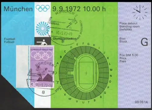 Original Ticket Eintrittskarte Olympia München 1972 Fußball Sport de Courbertin