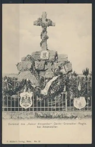 Militaria Frankreich Denkmal Kaiser Alexander GardeGrenadier Regiment Amanweiler